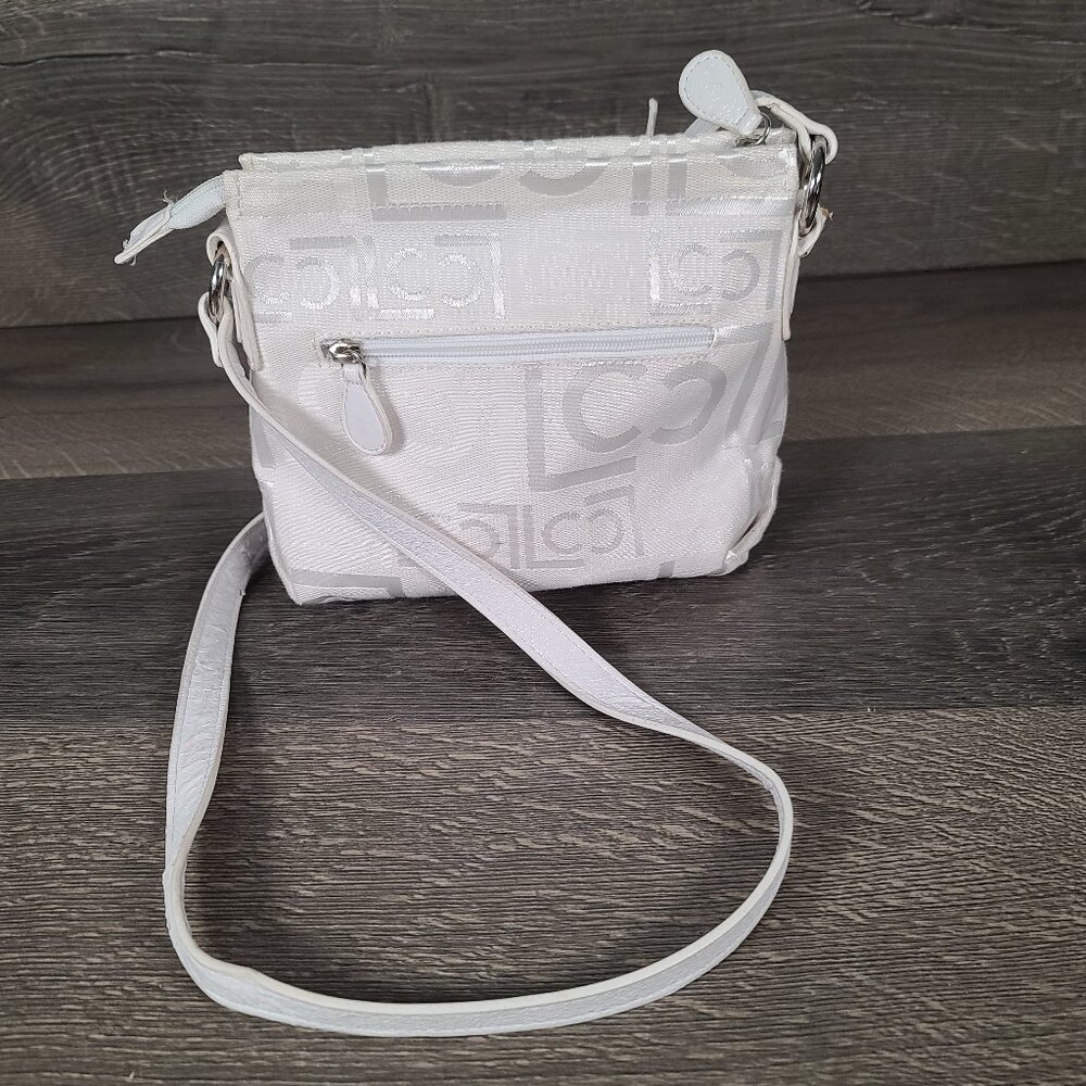 Liz Claiborne Crossbody Purse White LC Design White Strap With Pockets